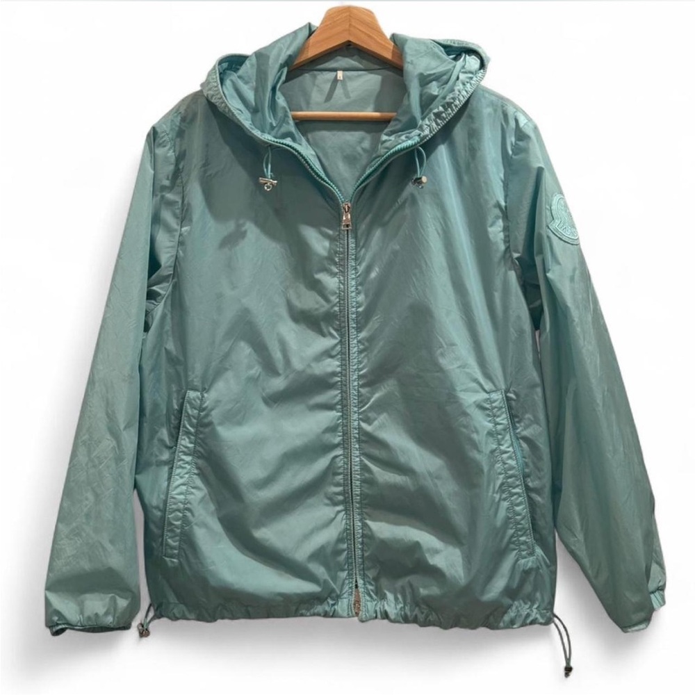 “Tiffany Blue” Moncler Windbreaker/Rain Jacket w Chrome Hardware